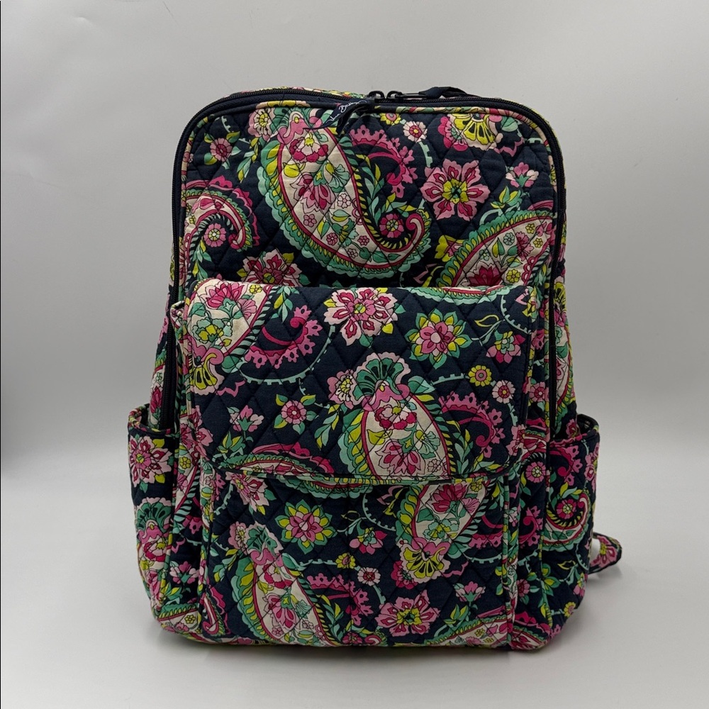 Vera Bradley Campus Quilted Backpack in a dark paisley pattern